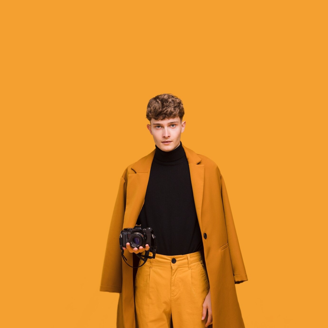 Orange velvet jacket for men